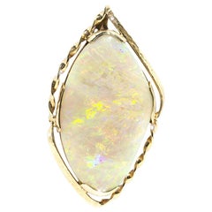 31 Carat Solid Australian Crystal Opal 9 Carat Yellow Gold Vintage Pendant