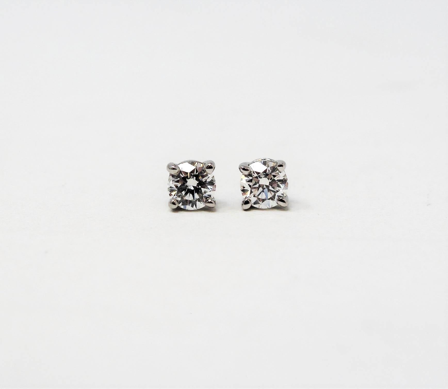 .31 Carat Tiffany & Co. Round Brilliant Solitaire Diamond Platinum Stud Earrings 4
