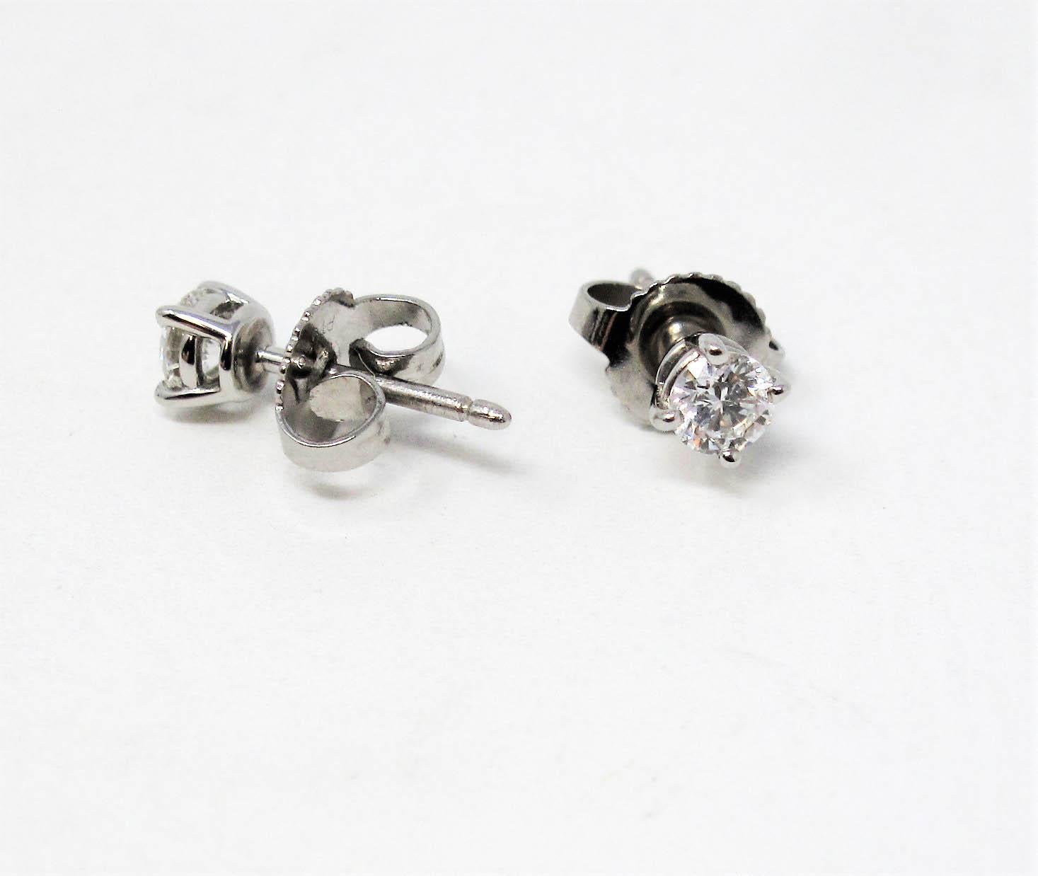 .31 Carat Tiffany & Co. Round Brilliant Solitaire Diamond Platinum Stud Earrings 1