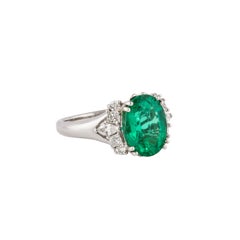 Sunita Nahata GRS Certified Zambian Emerald 3.10ct. Ring in 18KWG with Diamond.