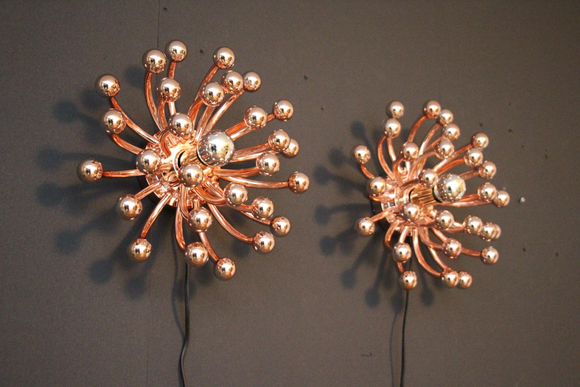 This magnificent pair of small midcentury pink gold 