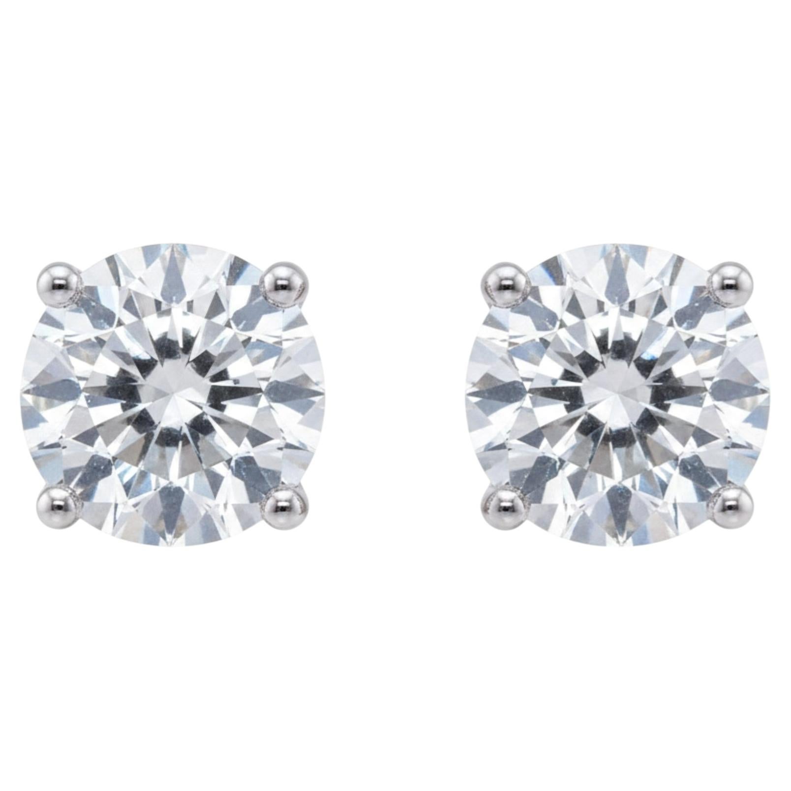 3.1 Carat SI/H Diamond Brilliant Solitaire Stud Earrings 18 Karat White Gold