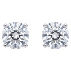 3.1 Carat SI/H Diamond Brilliant Solitaire Stud Earrings 18 Karat White Gold