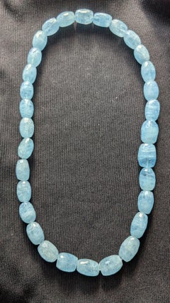 31 Faceted Oval Aquamarine Bead Necklace