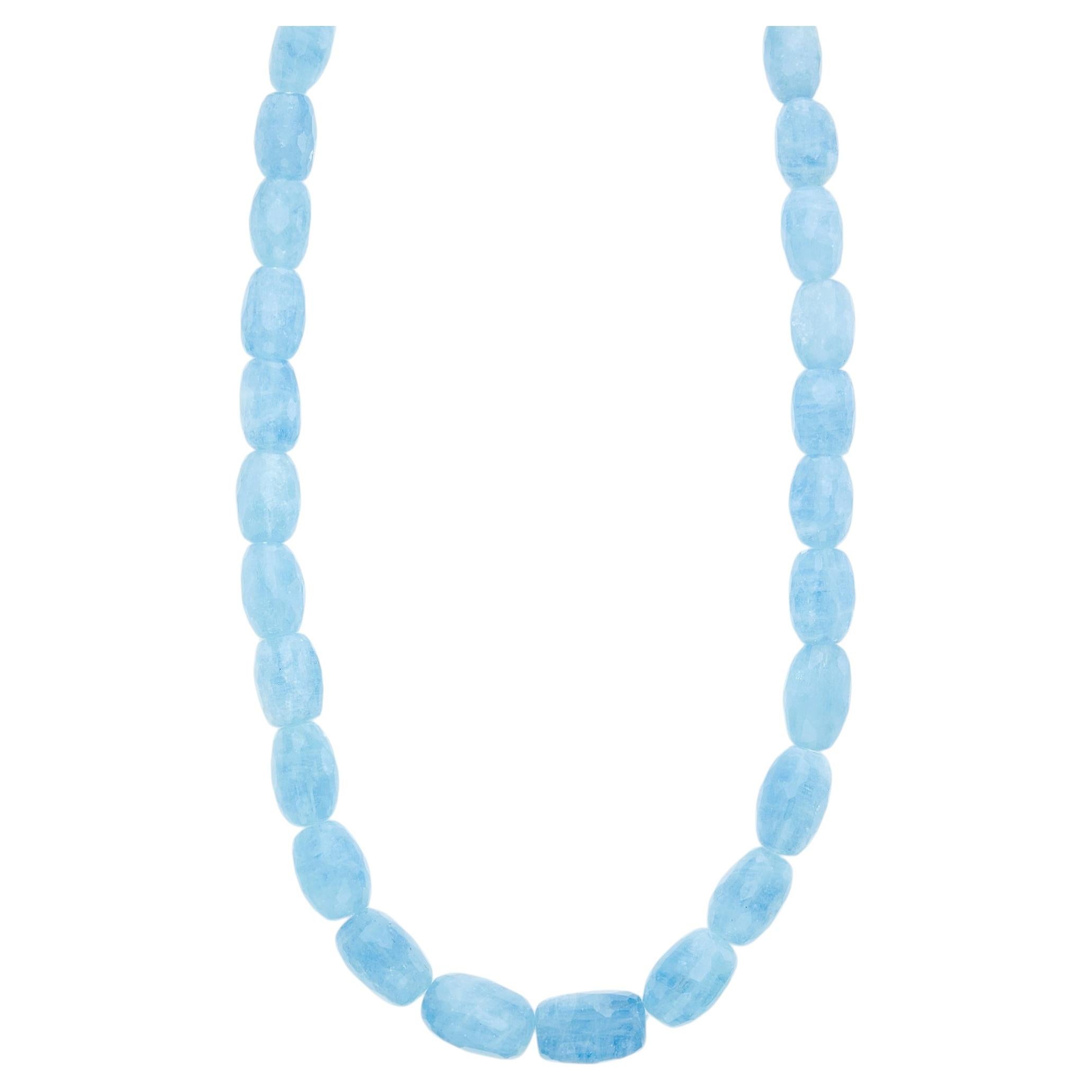 31 Facettierte ovale Aquamarin Perlenkette