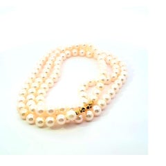 31-Inch Antique Cultured Pearl Necklace with 14K Gold Clasp, 1970