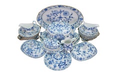31 Pc Antique German Meissen Blue Onion Dinner Serving Tureens Platters Plates
