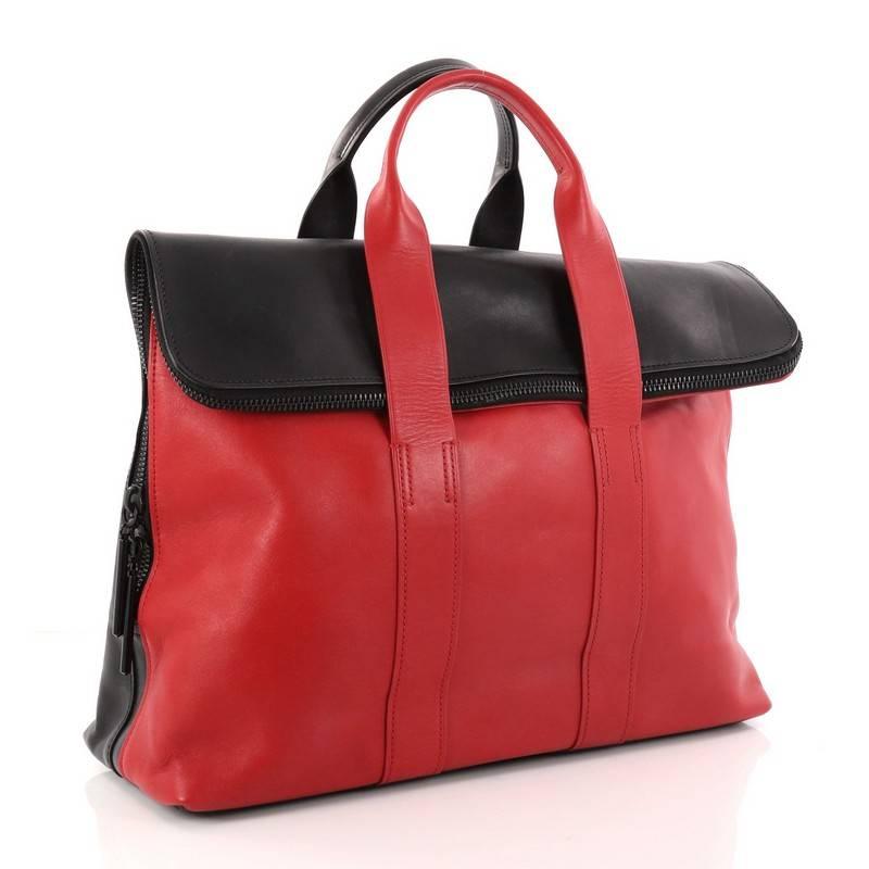 Red 3.1 Phillip Lim 31 Hour Fold-Over Tote Leather