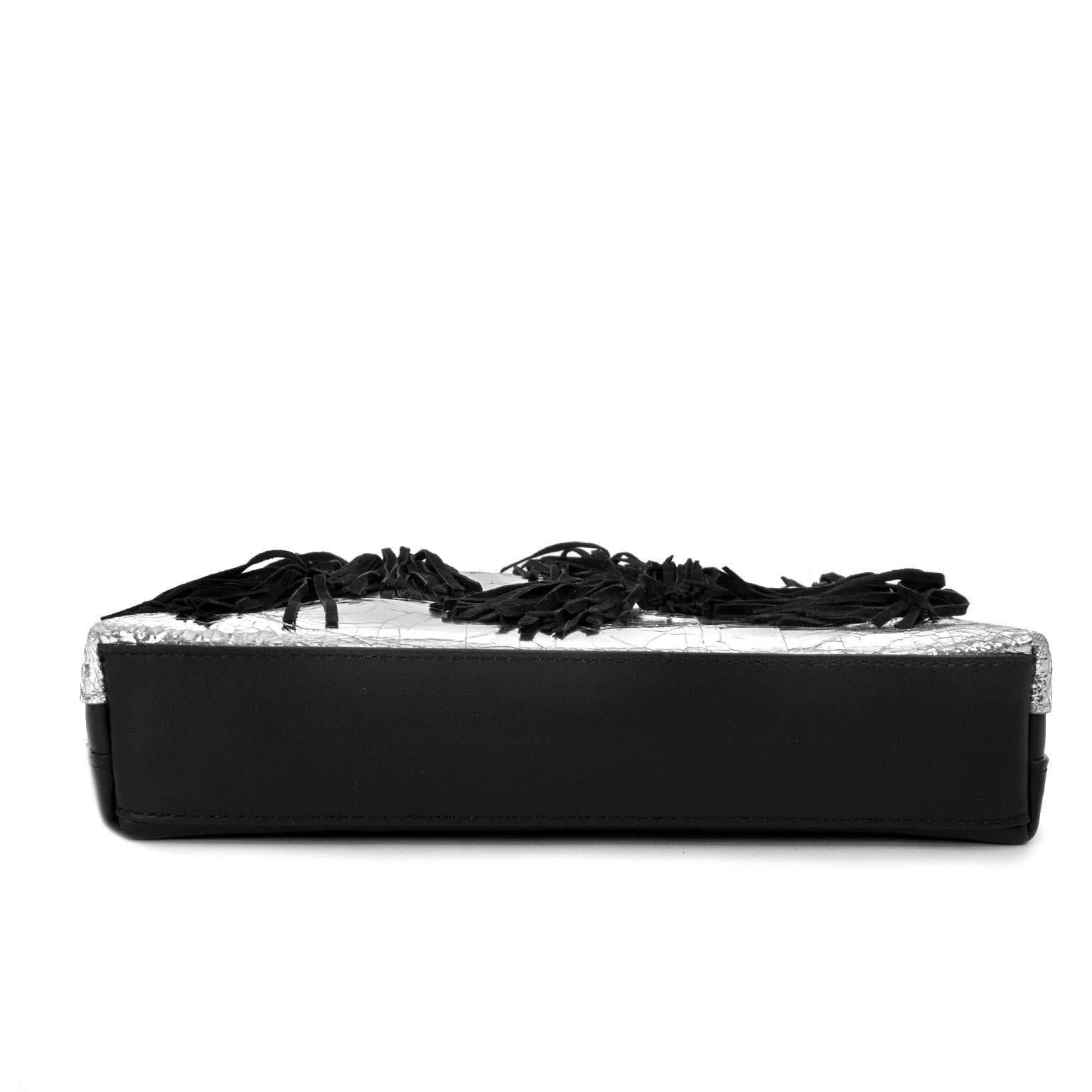 Women's 3.1 Phillip Lim 31 Minute Suede-Fringed Metallic Leather Clutch For Sale