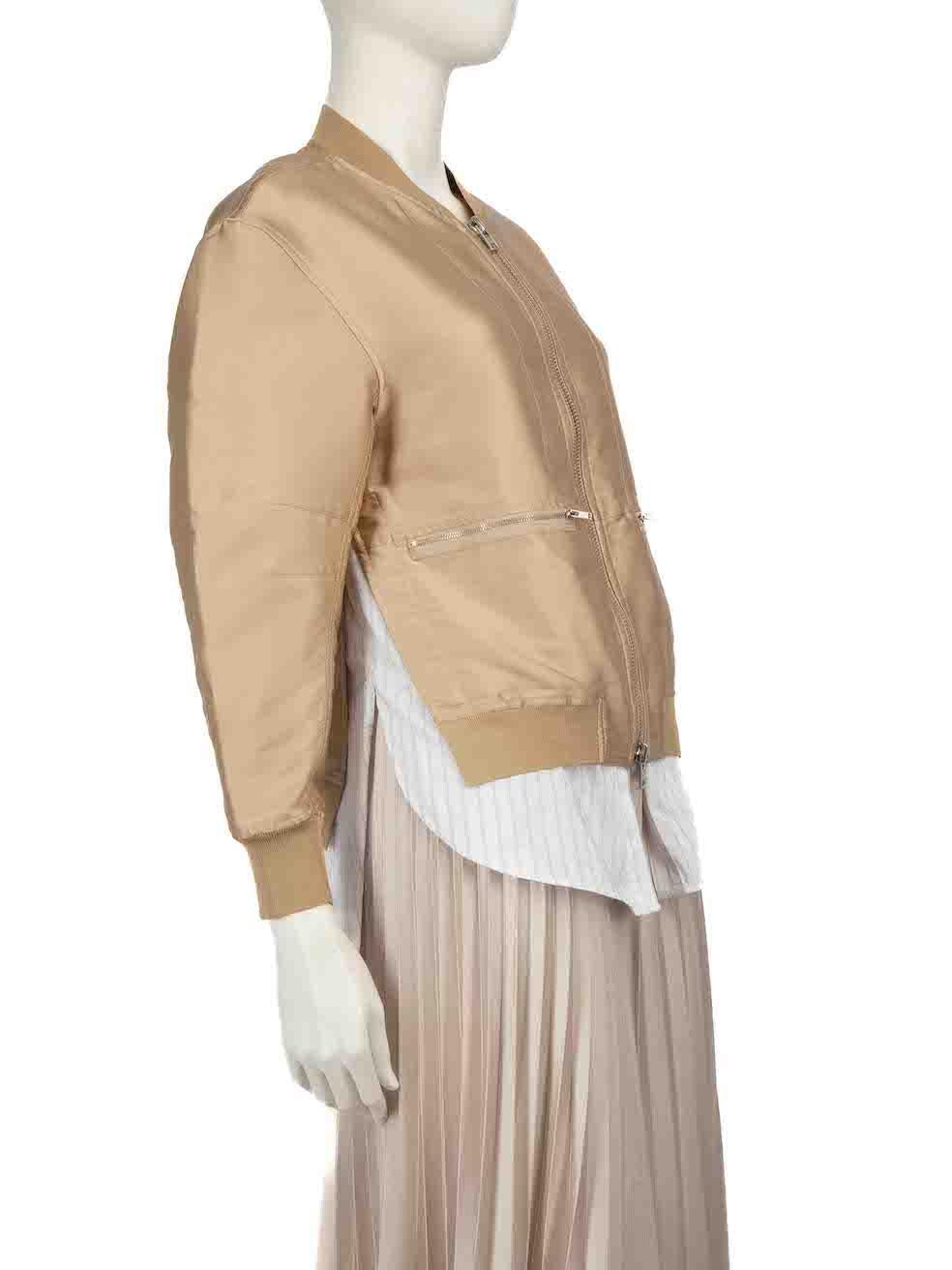 CONDITION is Very good. Hardly any visible wear to the jacket is evident on this used 3.1 Phillip Lim designer resale item.
 
 
 
 Details
 
 
 Beige
 
 Polyester
 
 Bomber jacket
 
 Bi-layered accent
 
 Stripe pattern layer
 
 Front double zip