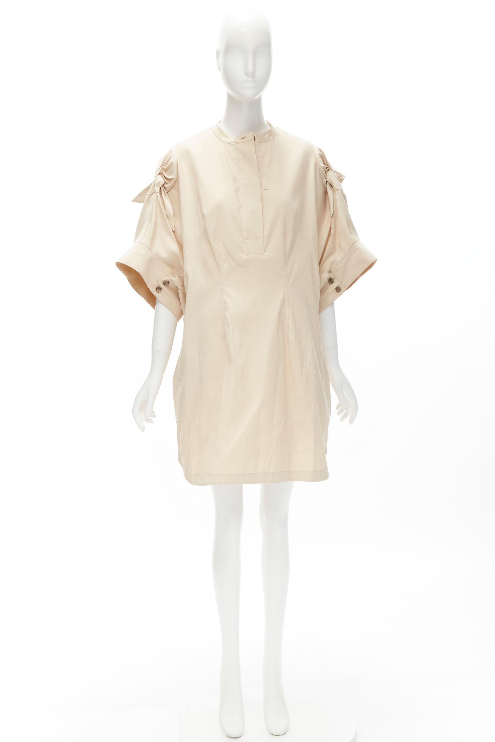3.1 PHILLIP LIM beige cotton blend knot tie oversized cocoon dress US2 S For Sale 6