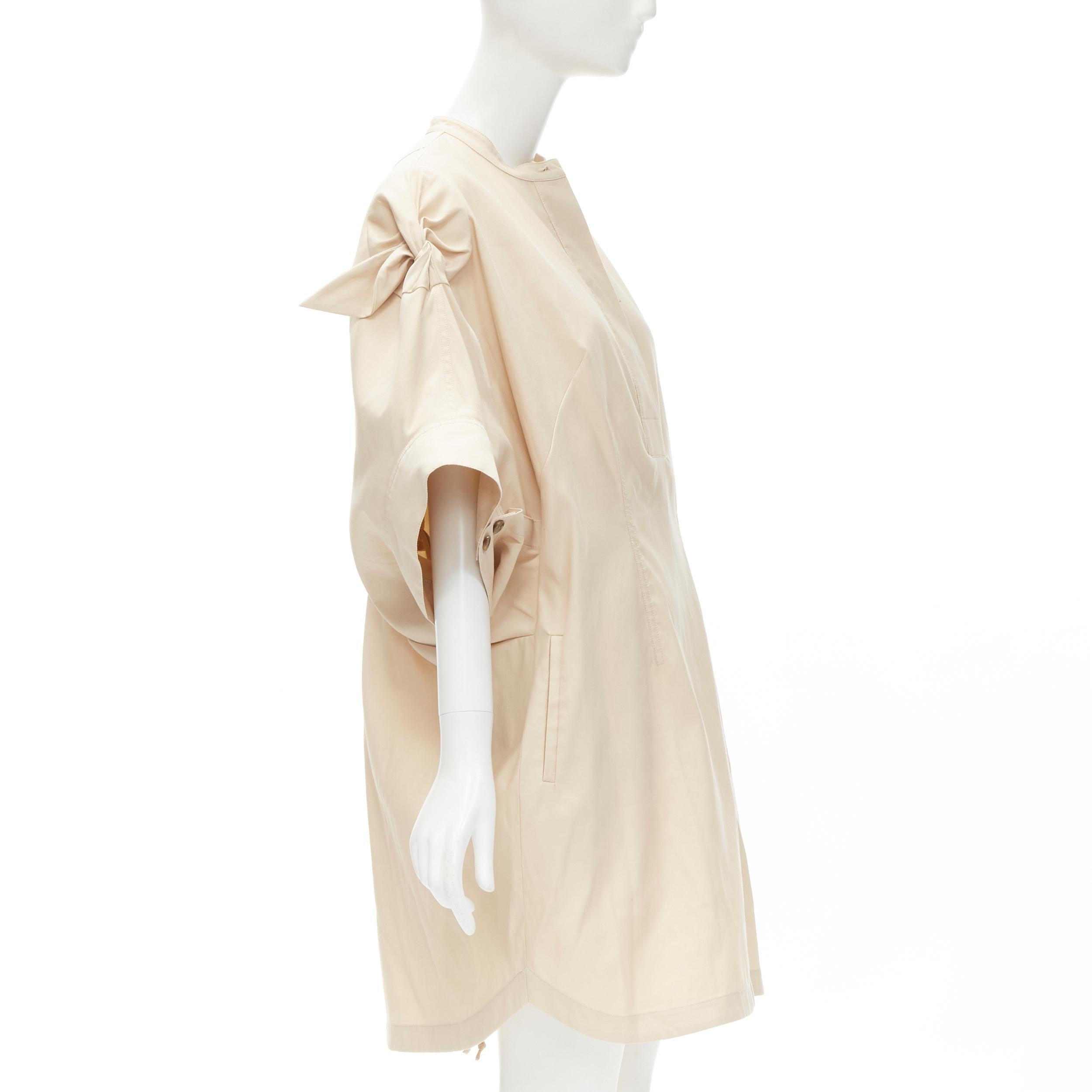 Beige 3.1 PHILLIP LIM beige cotton blend knot tie oversized cocoon dress US2 S For Sale