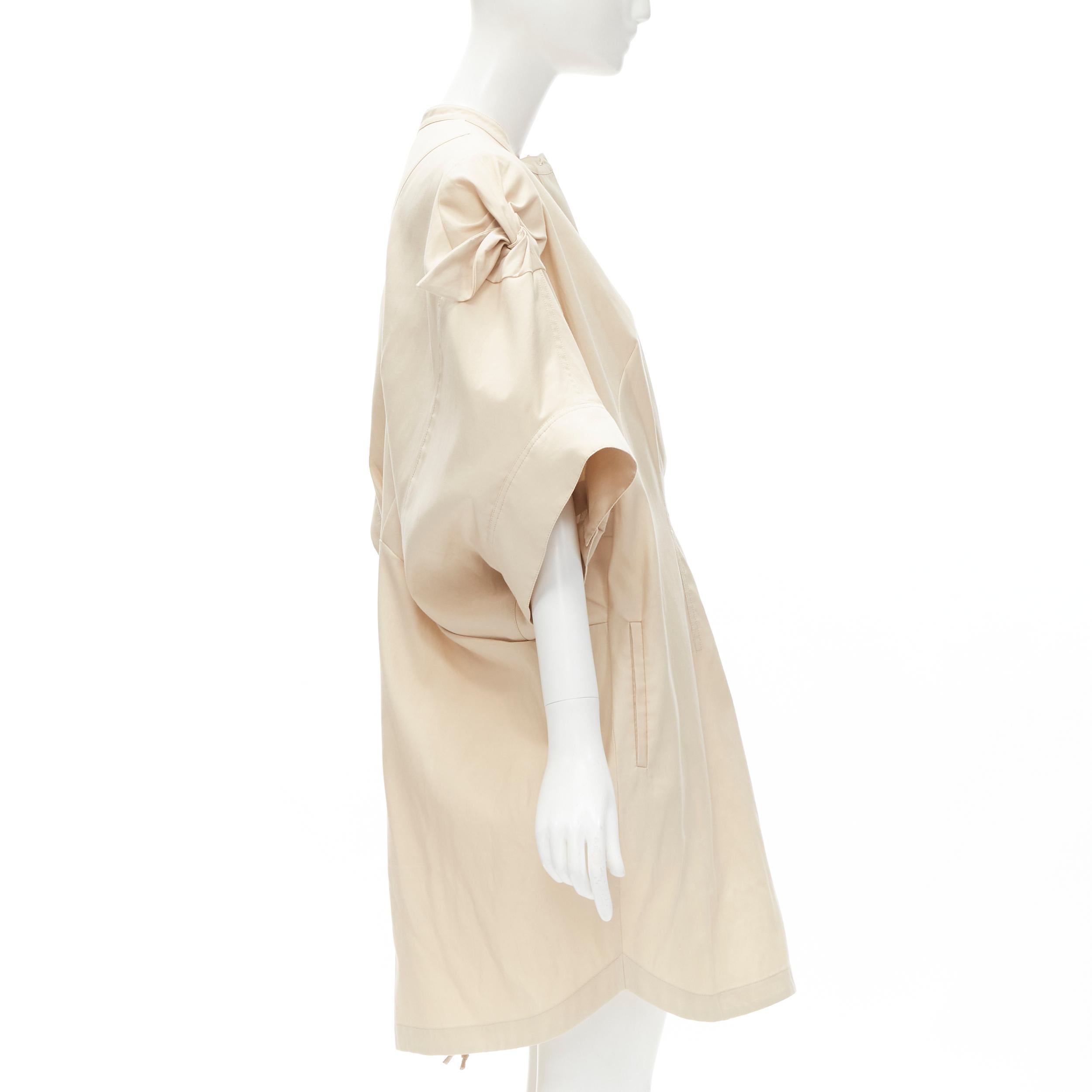 3.1 PHILLIP LIM beige cotton blend knot tie oversized cocoon dress US2 S In Excellent Condition For Sale In Hong Kong, NT
