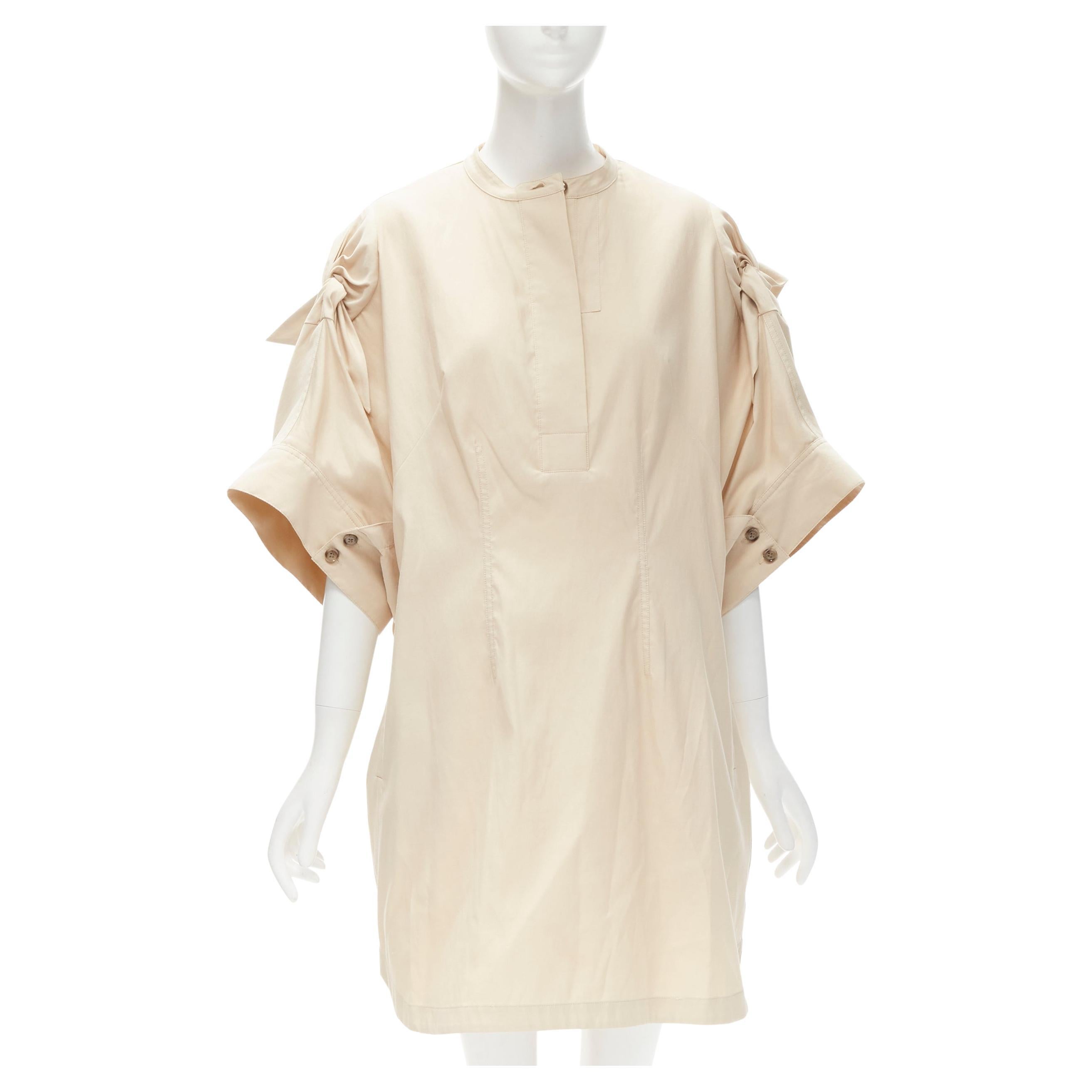 3.1 PHILLIP LIM beige cotton blend knot tie oversized cocoon dress