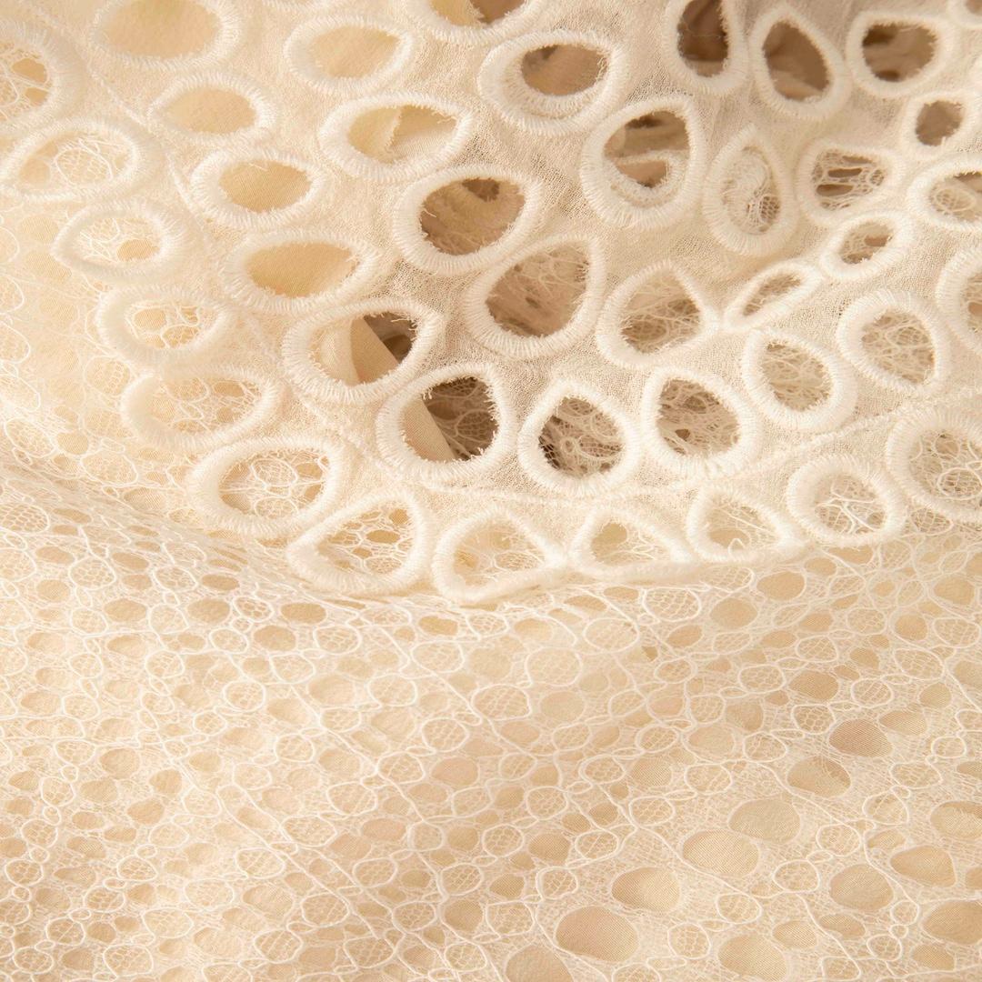 Women's 3.1 Phillip Lim Beige Cut-Out Lace Crystal Embellished Top Size XL