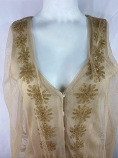 3.1 Phillip Lim Beige Knit and Tulle Vest Blouse Top, Size Small