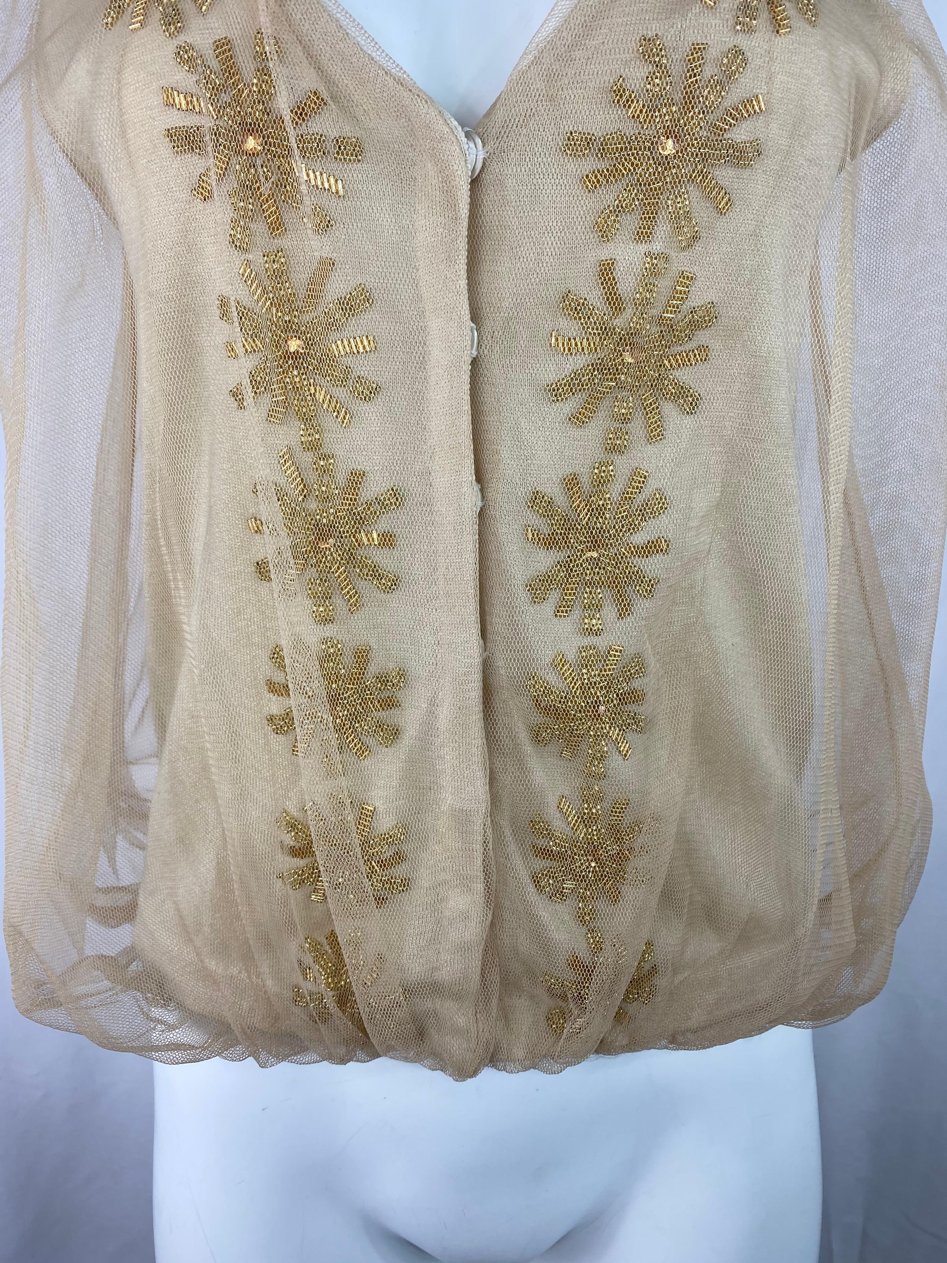 3.1 Phillip Lim Beige Knit and Tulle Vest Blouse Top, Size Small In Excellent Condition For Sale In Beverly Hills, CA