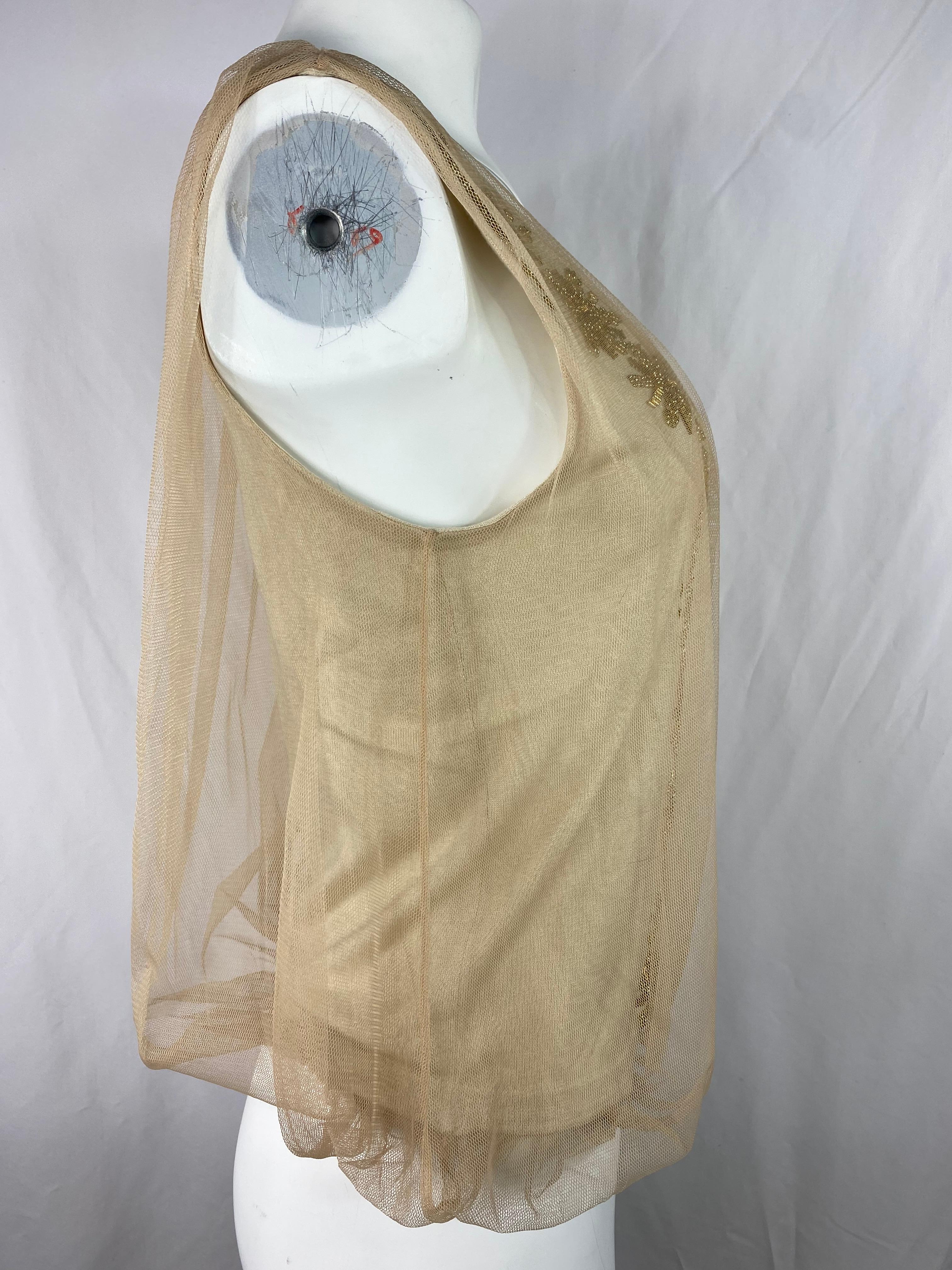 Women's 3.1 Phillip Lim Beige Knit and Tulle Vest Blouse Top, Size Small For Sale
