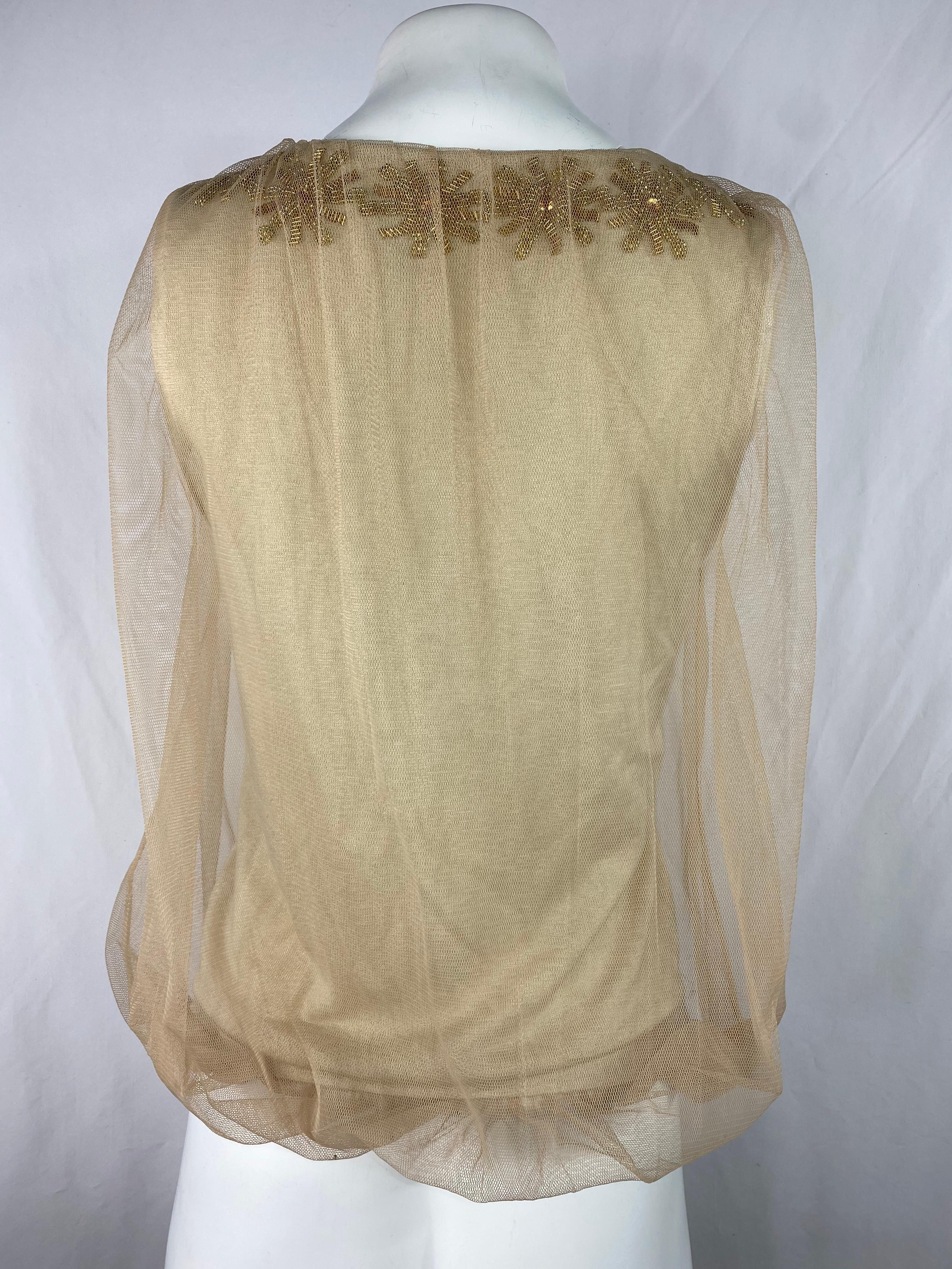 3.1 Phillip Lim Beige Knit and Tulle Vest Blouse Top, Size Small For Sale 1