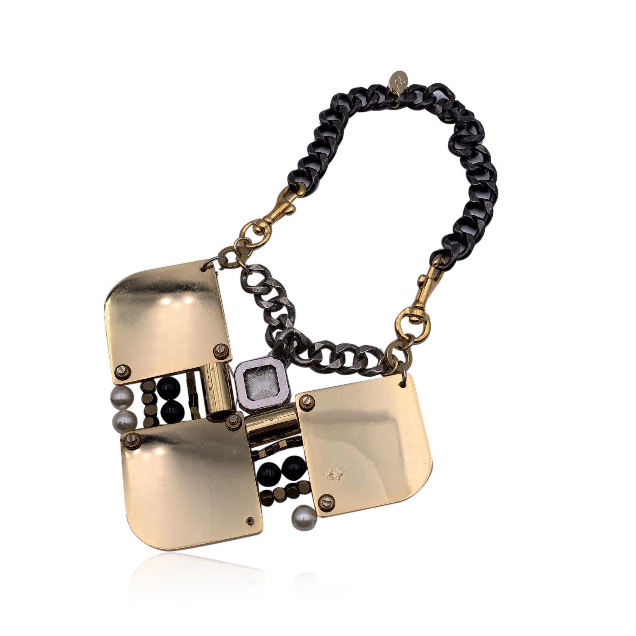 3.1 Phillip Lim - Collana con collare in metallo dorato e pelle beige In condizioni buone in vendita a Rome, Rome