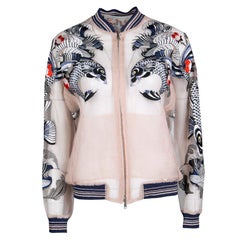 3.1 Phillip Lim Beige Natural Tattoo Embroidered Organza Bomber Jacket S