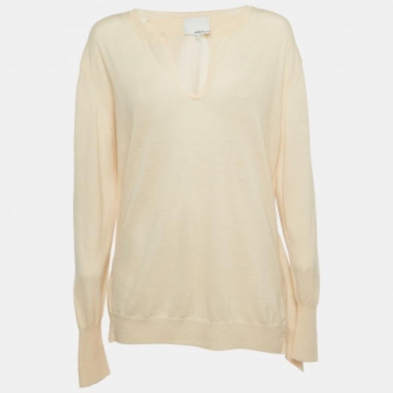 3.1 Phillip Lim Beige Wollmischung Pullover mit V-Ausschnitt M im Angebot 1