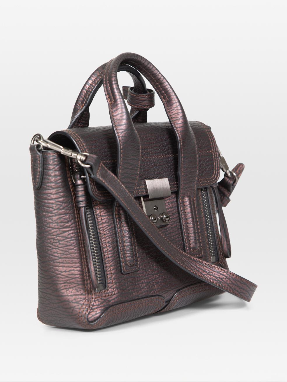 3.1 Phillip Lim Black & Bronze Pashli Mini Satchel In Good Condition For Sale In London, GB