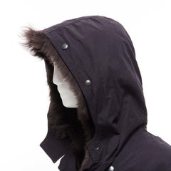 3.1 PHILLIP LIM black cotton brown full sheep fur lined parka coat XS