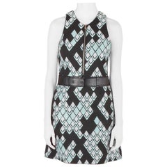 3.1 Phillip Lim Black Digital Anaconda Pattern Jacquard Belted Sleeveles Dress S