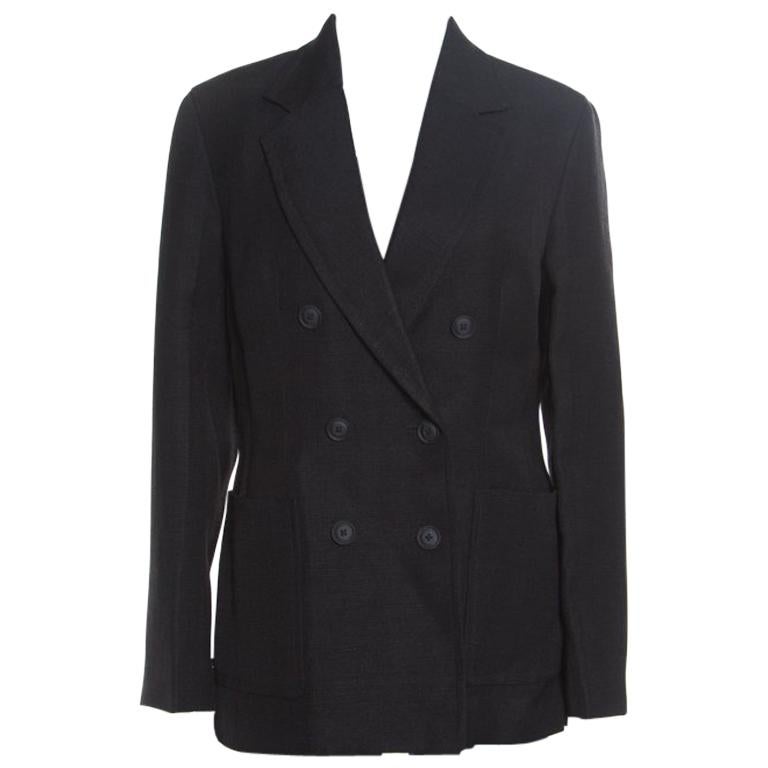 3.1 Phillip Lim Black Jute and Silk Blend Double Breasted Blazer M
