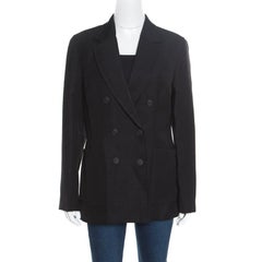 3.1 Phillip Lim Black Jute and Silk Blend Double Breasted Blazer M