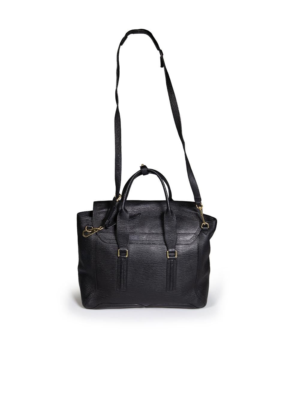 3.1 Phillip Lim Black Leather Pashli Zip Detailed Satchel In Excellent Condition For Sale In London, GB