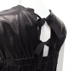 3.1 PHILLIP LIM black leather pocketed slit lace up keyhole mini dress US2 S