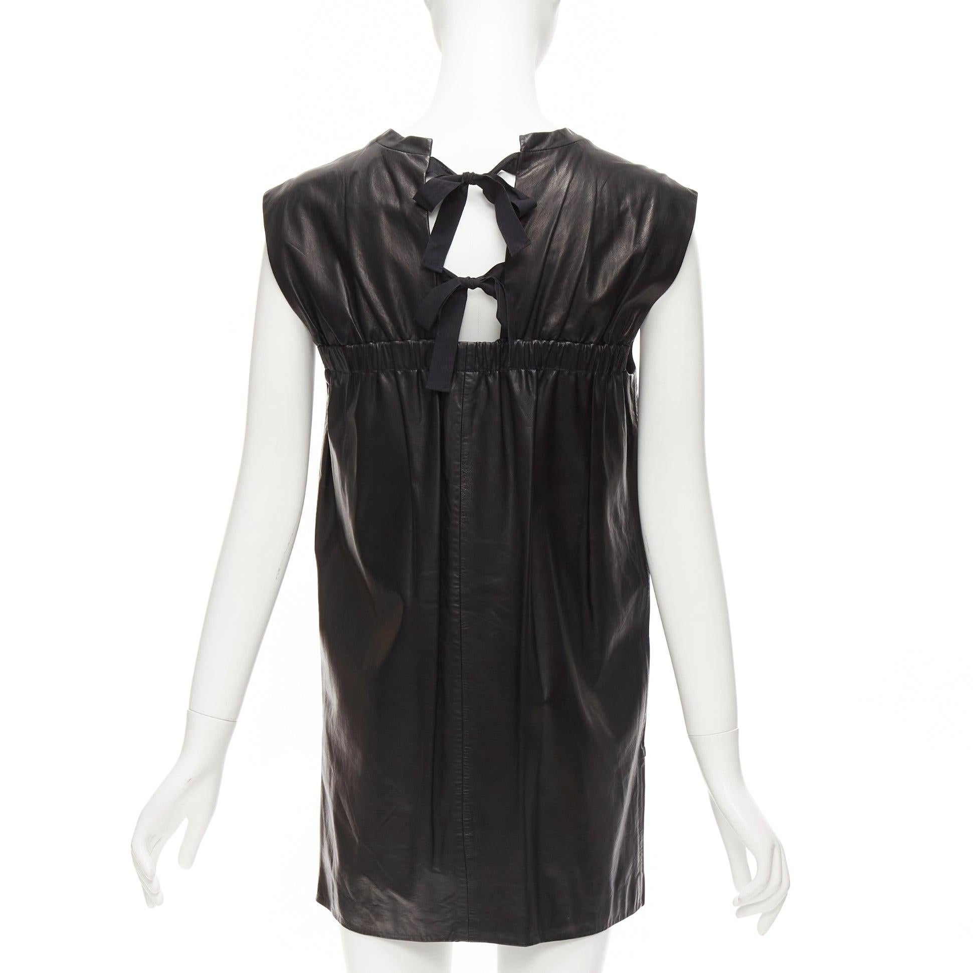 Women's 3.1 PHILLIP LIM black leather pocketed slit lace up keyhole mini dress US2 S For Sale