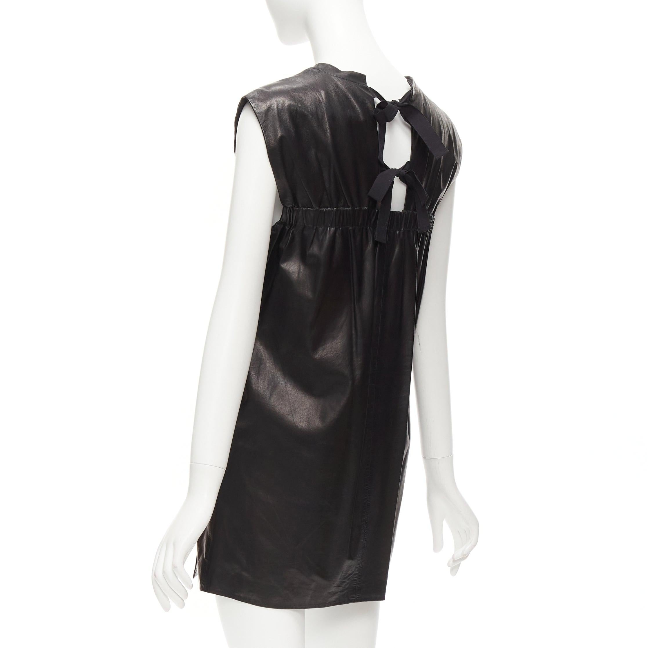 3.1 PHILLIP LIM black leather pocketed slit lace up keyhole mini dress US2 S For Sale 2