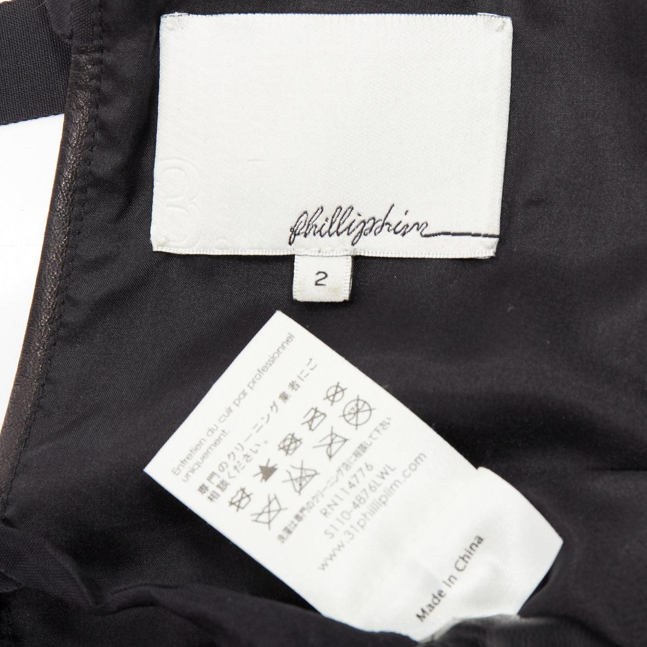 3.1 PHILLIP LIM black leather pocketed slit lace up keyhole mini dress US2 S For Sale 3
