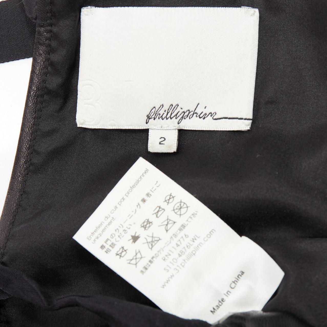 3.1 Phillip Lim Mini robe en cuir noir avec fente empochée et laçage en trou de serrure US2 S en vente 4