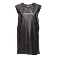 3.1 Phillip Lim Mini robe en cuir noir avec fente empochée et laçage en trou de serrure US2 S