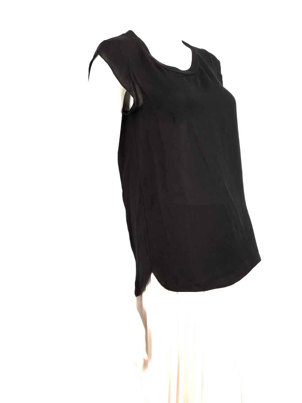 CONDITION is Very good. Minimal wear to top is evident. A small mark to the left side front on this used 3.1 Phillip Lim designer resale item.
 
 Details
 Black
 Silk
 Top
 Sheer
 Short sleeves
 Round neck
 
 
 Made in China
 
 Composition
 100%