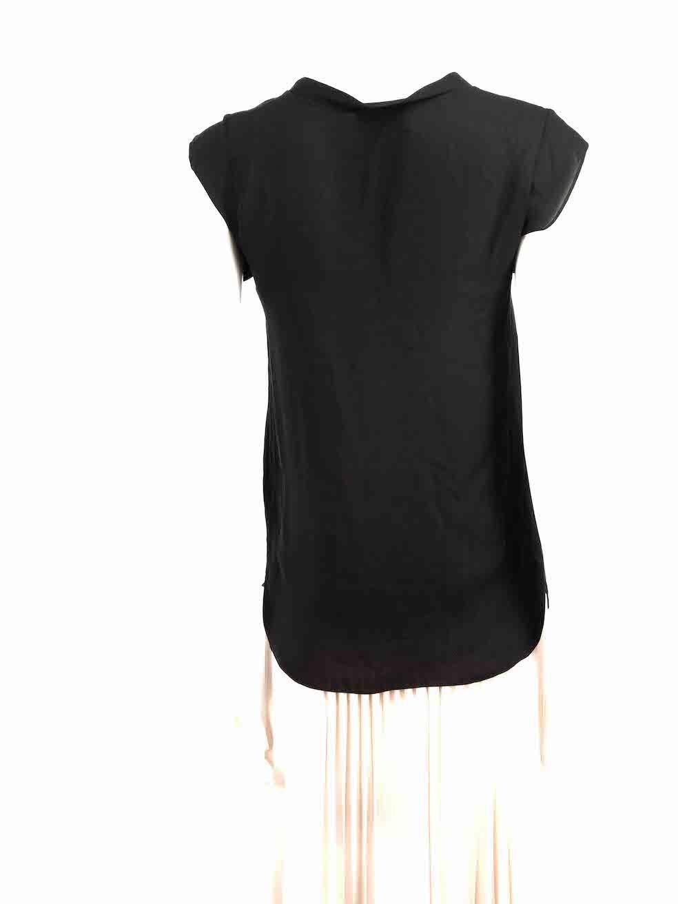 3.1 Phillip Lim Black Silk Crew Neck Sheer Top Size XXS In Good Condition For Sale In London, GB