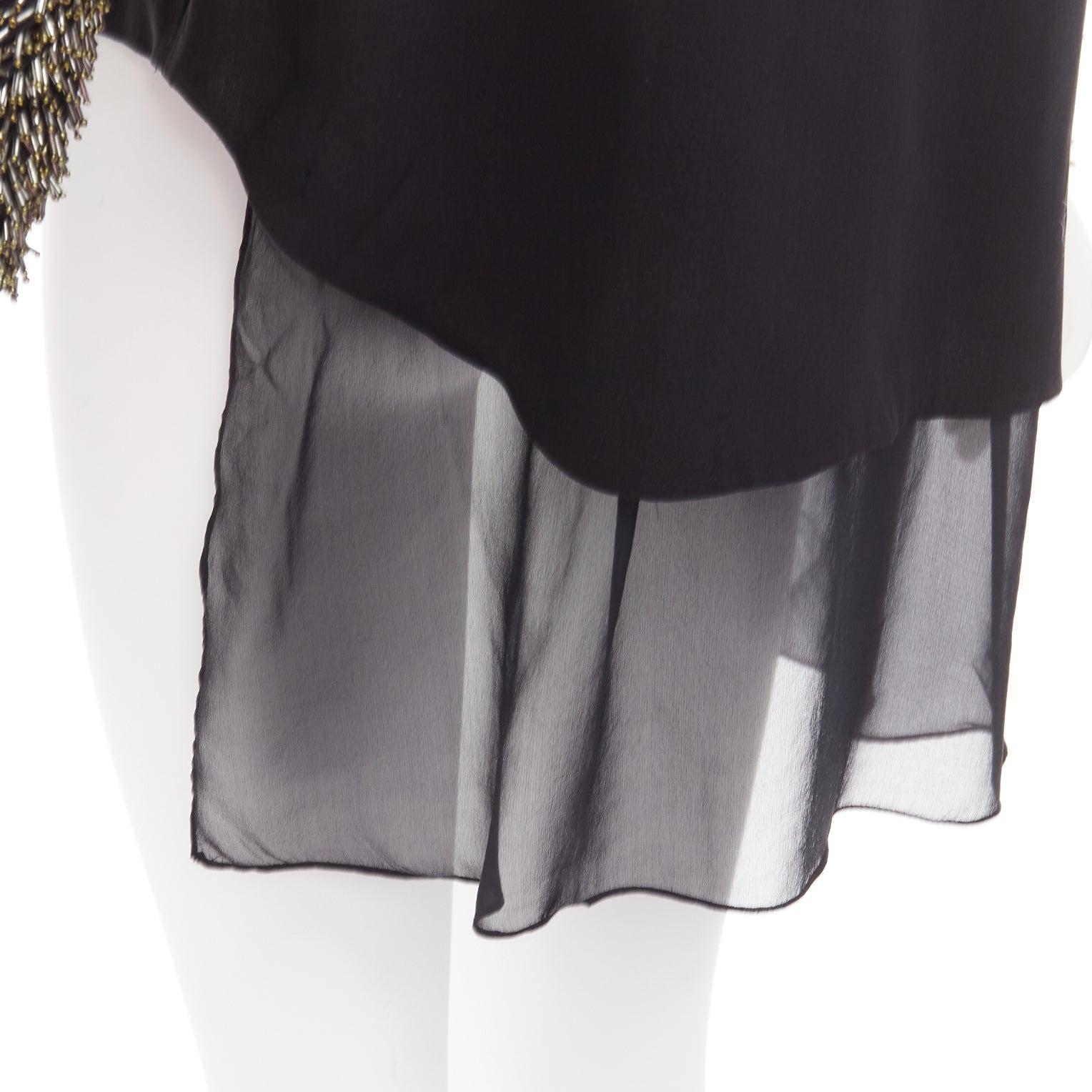 3.1 PHILLIP LIM black spike bead embellished raglan sleeve top US2 S For Sale 2