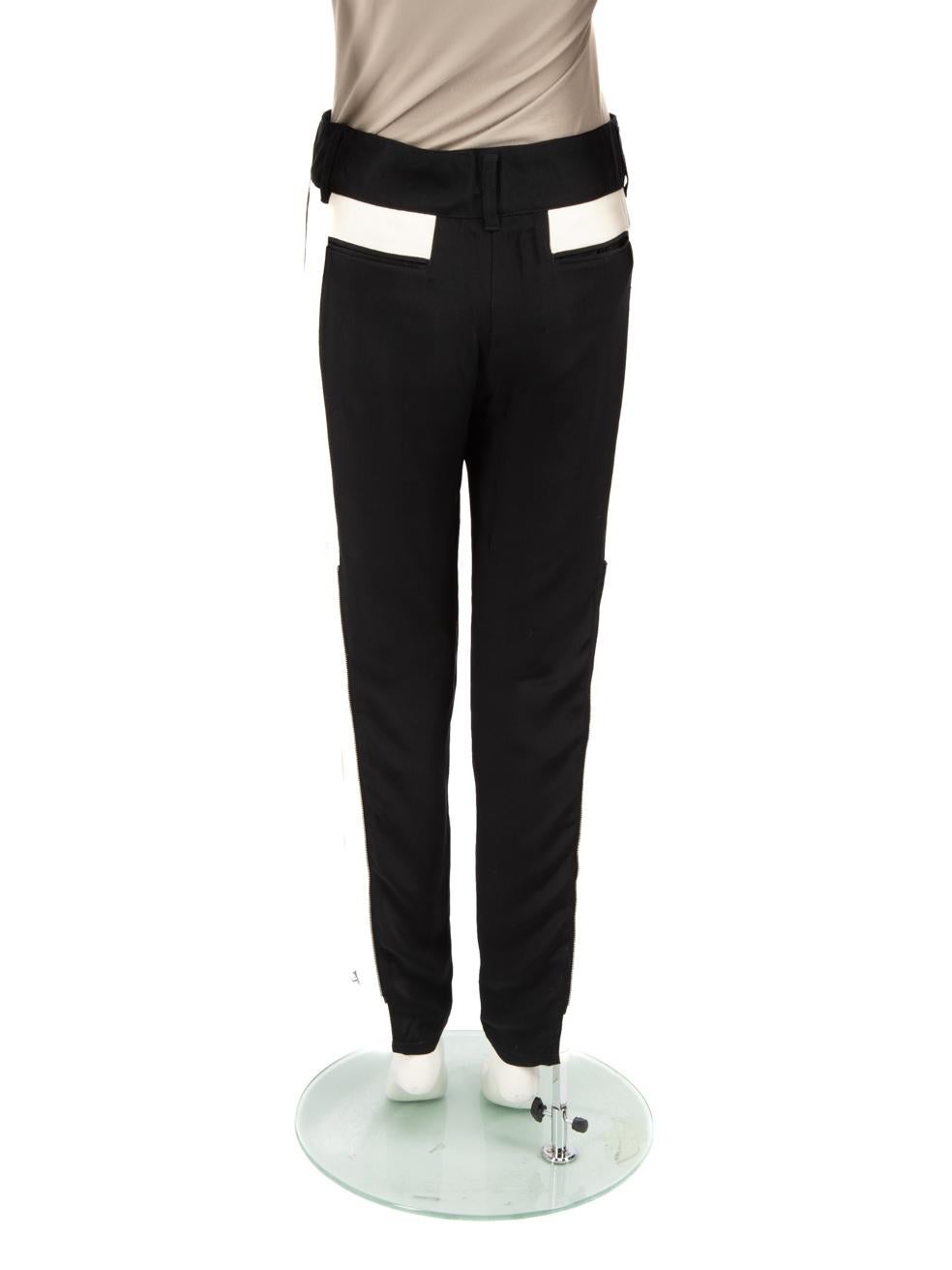 3.1 Phillip Lim Black Stripe Zip Detail Trousers Size XXS In Good Condition For Sale In London, GB