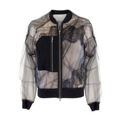 3.1 Phillip Lim Black Tulle Double Layer Bomber Jacket US 2
