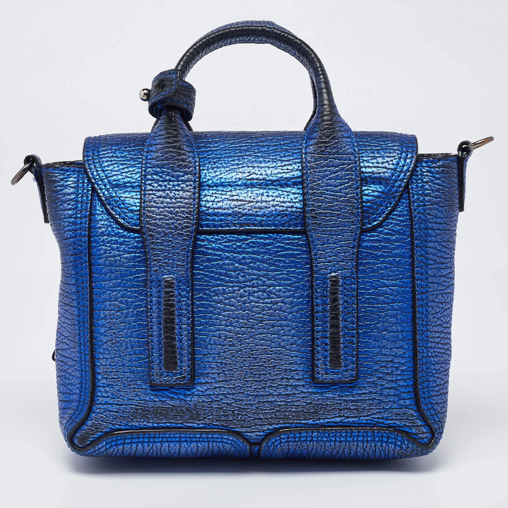 Women's 3.1 Phillip Lim Blue Leather Mini Pashli Satchel For Sale