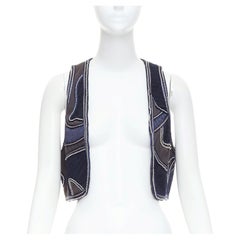 3.1 PHILLIP LIM blue silver dome studded silk lined patchwork vest US4 S