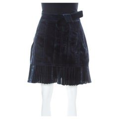 3.1 Phillip Lim Blue Velvet & Lurex Pleated Hem Short Skirt S