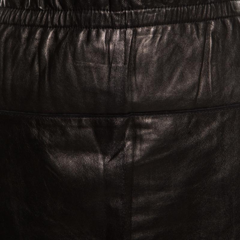 3.1 Phillip Lim Brown Lamb Leather Ruffled Waist Detail Pencil Skirt M In Good Condition In Dubai, Al Qouz 2