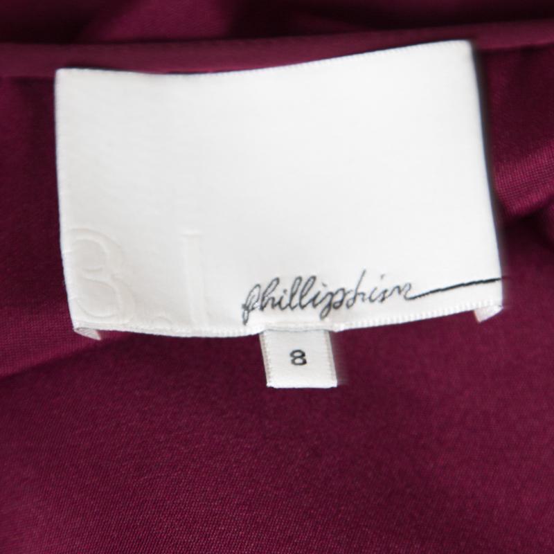 3.1 Phillip Lim Burgundy Embellished Silk Crepe Wide Leg Jumpsuit M In Good Condition In Dubai, Al Qouz 2
