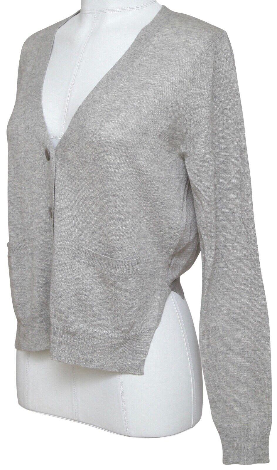 Gray 3.1 PHILLIP LIM Cardigan Sweater Knit Grey V-Neck Long Sleeve Silk Cashmere M For Sale