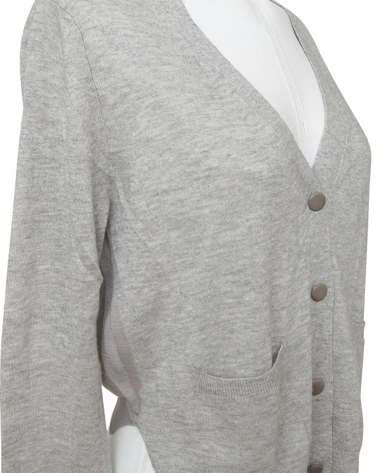 3.1 PHILLIP LIM Cardigan Sweater Knit Grey V-Neck Long Sleeve Silk Cashmere M In Excellent Condition For Sale In Hollywood, FL